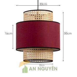 Đèn vải kết hợp mắt cáo thả trần trang trí bàn ăn phi 30cm