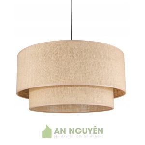 Chao đèn vải hai trụ tròn lồng nhau trang trí phòng khách