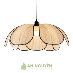 Đèn thả vải hoa sen hai tầng khung sắt trang trí bàn ăn
