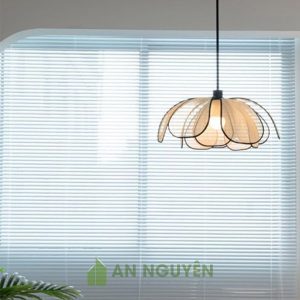 Đèn thả vải hoa sen hai tầng khung sắt trang trí bàn ăn